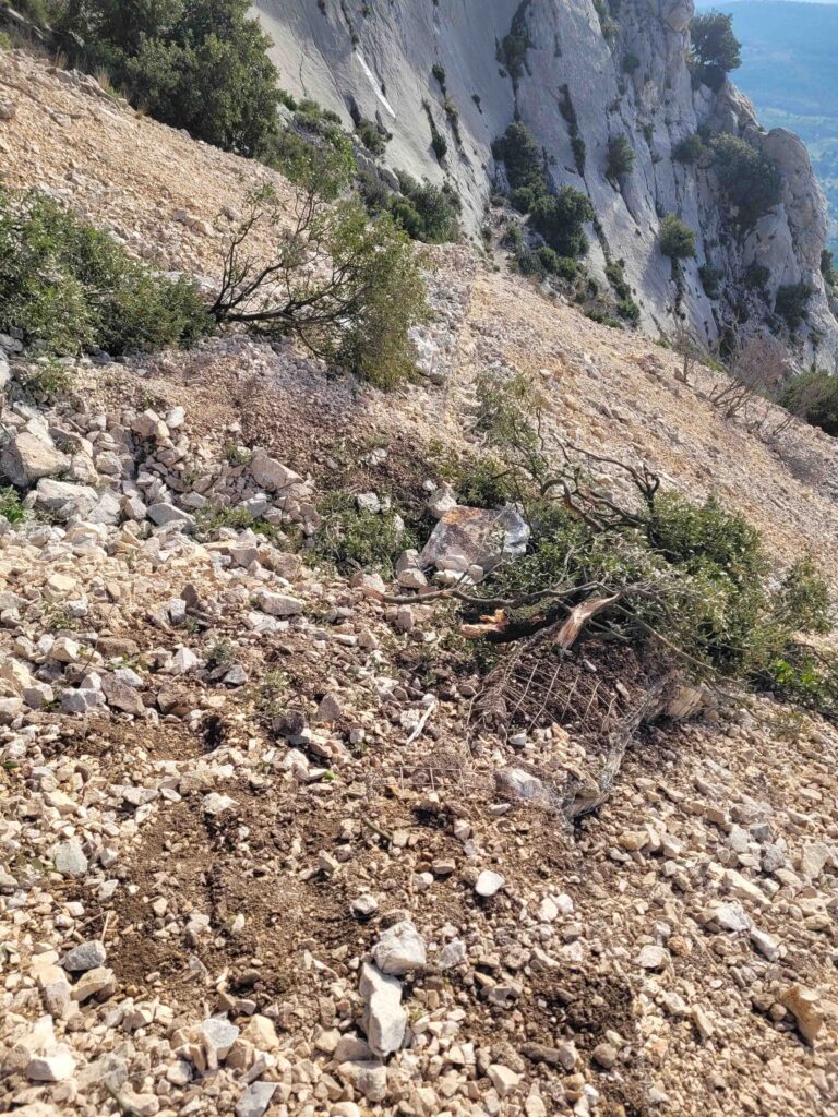 dégâts causés par l'éboulement